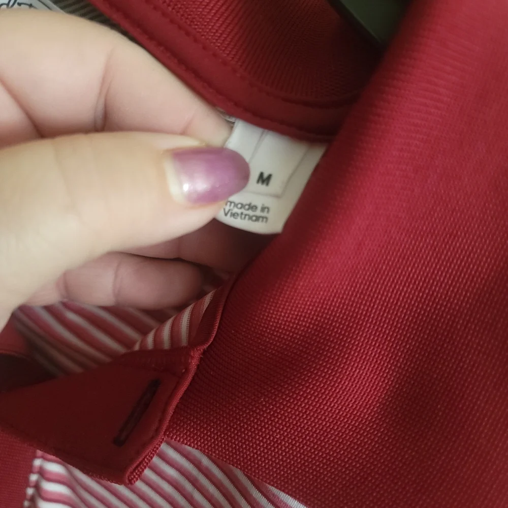 Mens Sz M Adidas Adipure Red Striped Golf Polo Shirt